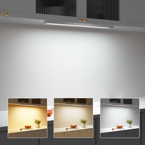 Unterbauleuchte Küche LED Schrankbeleuchtung mit Bewegungsmelder Innen 3Farbmodi Dimmbar 3000K/4000K/6500K,43,5cm 2Stück,LED Leiste Lampe Ohne Bohren USB Kabellos für Kleiderschrank/Treppe/Vitrinen/RV | Schrankbeleuchtung Dimmbar 3000K/4000K/6500K,LED Leiste Lampe Ohne Bohren USB Kabellos für Kleiderschrank/Treppe/Vitrinen/RV