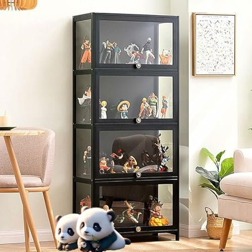Moubhjd Vitrine mit AcryltüR, Sammlervitrine Stehend Standvitrine Glasvitrine, Curio-SchräNke, Vitrinenschrank Eckvitrine Glasvitrine Standvitrine, Großer Kapazität Klare Regal Vitrine 70cm