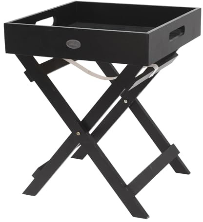 Bandeja para servir en madera con patas plegables color negro 30x30x36cm