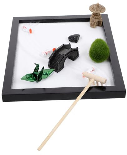 TOYANDONA Miniatur Zen Garten Sandspielset Mit Sandrechen Steinen Und Zubehör Für Meditation Entspannung Und Kreative Tischdekoration Schwarz
