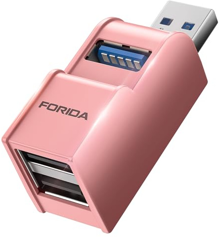 Mini hub USB rose, répartiteur USB 3 ports 1 entrée 3 sorties, extenseur de port USB pour ordinateur portable | Répartiteur de port USB portable pour ordinateurs portables, claviers, disque U, souris, PC (rose)