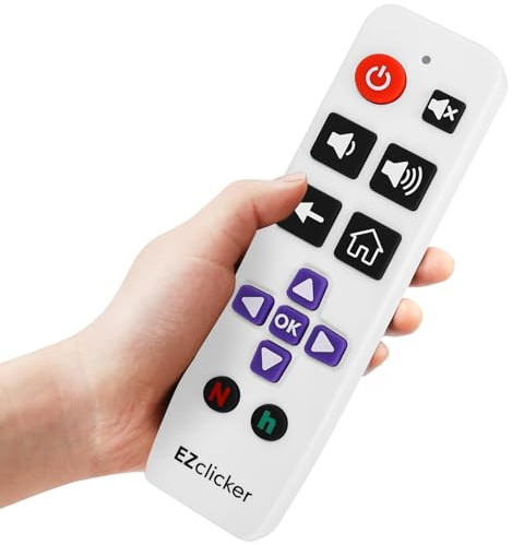 EZclicker Telecomando TV Roku | Telecomando Universale a Grandi Pulsanti per Tutti i Roku solo, Semplificato e Facile da Usare, non compatibile con Roku Stick (2xAAA Batterie non Incluse) (Bianco)