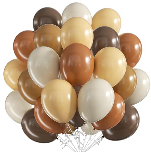Luftballons Braun Beige Aprikose, 60 Stück 12 Zoll Braun Beige Latex Luftballons Apricot Sand Weiß Latex Ballons Kaffee Party Ballons, Party Luftballon für Geburtstag Hochzeit Gender Jahrestag Deko