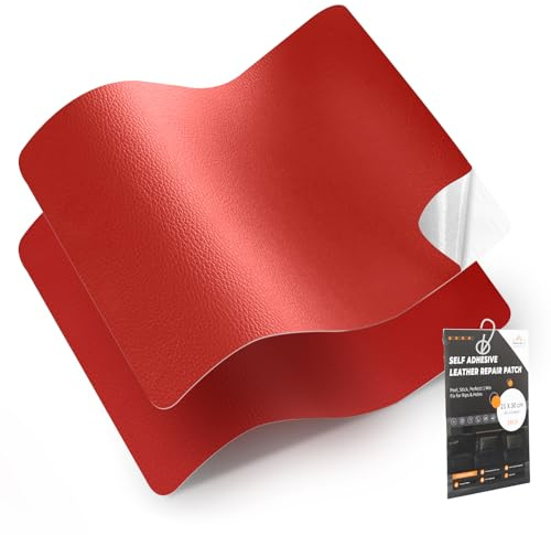 leder reparatur set, 30 x 21 cm-2er kunstleder selbstklebend,lederflicken selbstklebend für Möbel, Sofa, Autositze, Taschen, Leder Reparatur und Renovierung(Rot)