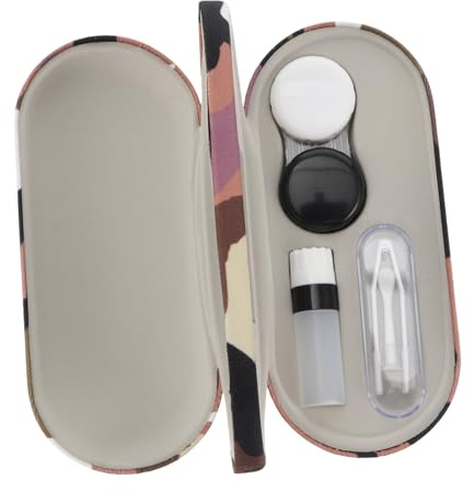 GOOHOCHY Double Sided Glasses Case Camouflage Frame Holder Portable Eye Lenses Box for Glasses and Contact Lenses Black and White