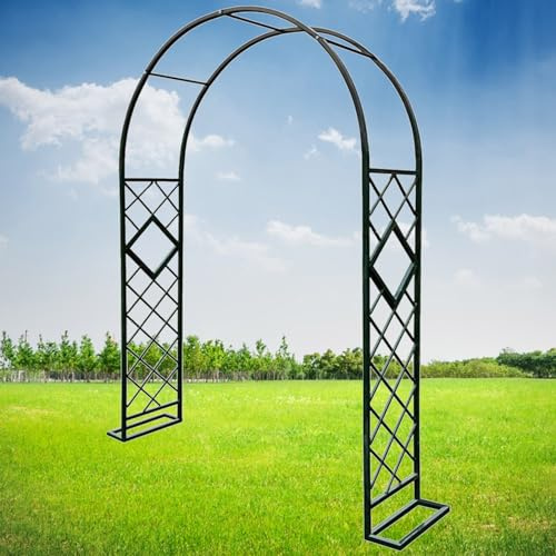 Arche de jardin en métal pour plantes grimpantes intérieur/extérieur, treillage 340 x 230 cm, tonnelle en acier pour roses, terrasse, pelouse, jardin, décoration de mariage, vert