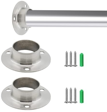 JEYORZY 2 pcs support tringle penderie, Support Barre Penderie support penderie en acier inoxydable, supports de tringle à vêtements 22 mm Avec vis, Pour tringle à rideau, Tige de penderie soutient