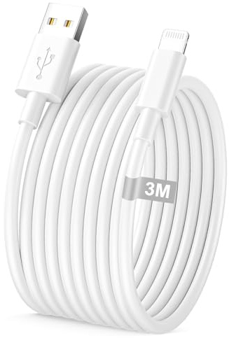 I-Phone 3M-kabel, [MFi-certifierad] USB-kabel lång telefonkabel USB till lightning telefonkabel snabbladdningskabel för telefon 14/13/12/11/Pro Max/X/XS/XR/8/7/6 Plus/SE/iPad