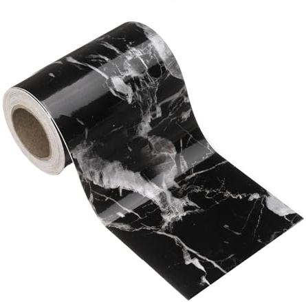 sourcing map Wood Grain Wallpaper Border 8cm x 5 Meters PVC Self-Adhesive Textured Frame Sticker Waterproof Wall Decorative Wallpaper for Floor Door Table Cabinets Desk, Black White