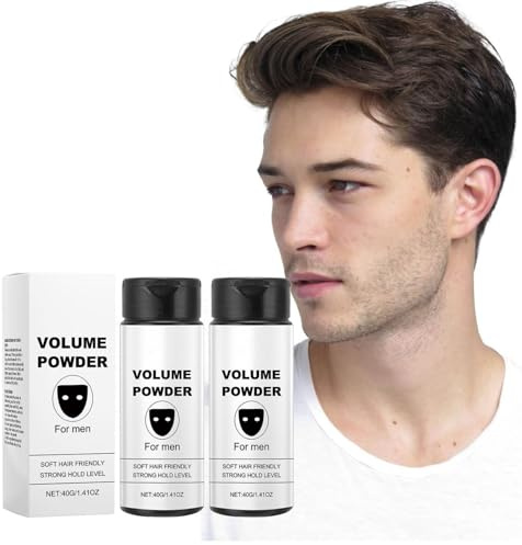 Set med 2 texturpulver för män, volympulver för omedelbar textur och volym, oljekontroll och fräsch effekt, mjuk och icke-uttorkning, texturpulver för styling