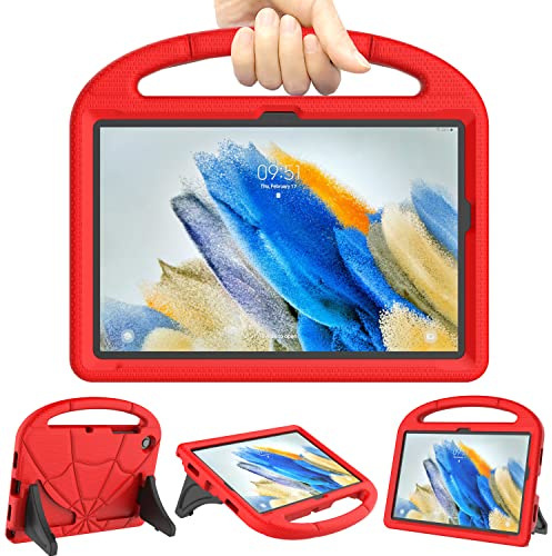 Kids Case for Samsung Galaxy Tab A8 10.5'' 2022, Mansiruyi Lightweight Shockproof Kids Friendly Case with Handle Stand for Galaxy Tablet A8 10.5 Inch (SM-X200/X205/X207) (Red)