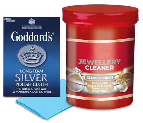 Jewellery Cleaner & Cloths Solution Set | Gold, Silver & Diamond Cleaner | Tarnish Remover for Rings, Necklaces, Earrings & Watches | Restore Shine & Gently Polish