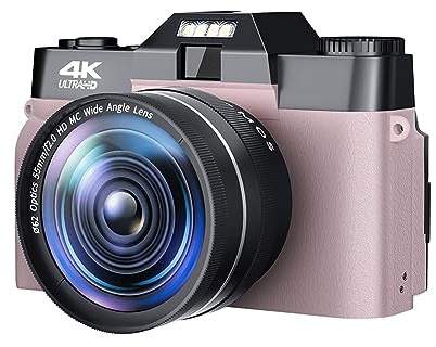 Cámara De Fotos Digital Vintage 48MP Lente Gran Angular Grabadora Fotográfica 4K Videocámara Compacta WIFI Blogger Vlogging Vídeo Imágenes Nítidas Detalladas(No TF Card,With Wide Angle Lens03)