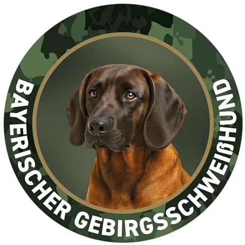 Bayerischer Gebirgsschweisshund BGS Jagdhund Premium Hunde Aufkleber, Stcker für Auto, Pkw, Kfz, Kofferraum oder Autoscheibe - mit Hunde und Jagdhundemotiv, Ø 10 cm - Wilde Hilde Original