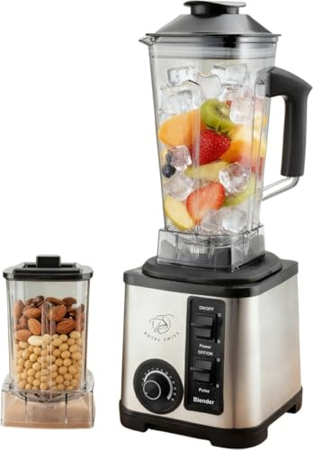 Royal Swiss Blender professionale 2000 W con frantoio – frullatore potente 2L, 15 velocità + impulsi, lame in acciaio inox, frullatore, frullatore, gelato, frutta congelata, macina caffè e spezie
