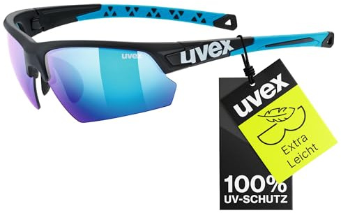 uvex sportstyle 224 - Sportbrille für Damen und Herren - starker Schutz vor Sonnenstrahlung - druckfreier Sitz & perfekter Halt - black matt blue/blue - one size