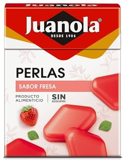Juanola Perlas Sabor Fresa - Sin azúcar, sin gluten - Cómodo formato de bolsillo - Ideal para llevar contigo a todas partes - Refrescan tu boca y tu garganta - 25g