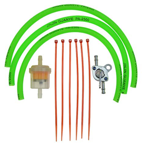 WOOSTAR 4mm Innere Kraftstoffleitungs Schlauch mit Kraftstofffilter Kraftstoffschalter und Kabelbinder aus Kunststoff Ersatz für Moped Roller Dirtbike ATV Minibike Pocketbike Grün
