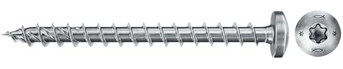 fischer PowerFast II PTF 3,0 x 16, spånskivskruv (200 st.) med full gänga, pannhuvud med innerstjärna, skruv för träbearbetning, minskar skruvmotstånd och skruvtid