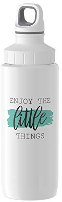 Emsa N30110 Drink2Go Trinkflasche Light Steel | 0,6 Liter | Edelstahl | Schraubverschluss | 100% auslaufsicher | spülmaschinenfest | Weiß/Little Things