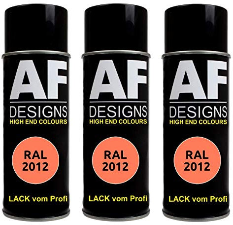Alex Flittner Designs 3x RAL Lackspray Autolack Buntlack Spraydose RAL2012 LACHSORANGE seidenmatt