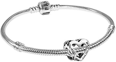 PANDORA Damen-Armband Love You Mum Unendlichkeits-Herz 39496 | Bundle, Ewigkeitssymbol als Zeichen der Liebe für Mama, Silber Geschenk-Set mit Charm