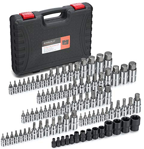 RIMKOLO Juego de 92 llaves Allen y Torx, 1/4, 3/8 y 1/2 Torx/Hex SAE y juego de brocas métricas
