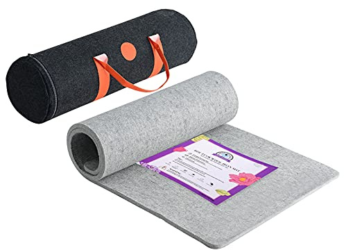 Rdutuok Wollpressmatte zum Quilten, groß, neuseeländische Wollmatte mit Schere, Klebeband, Filz, Aufbewahrungsbox, Bügeleisenablage und 40 Nähnadeln, 60 x 56 cm | Extra großes 1,3 cm dickes Bügelkissen mit Tragetasche zum Quilten, Nähen, Sticken und große Quilt-Projekte