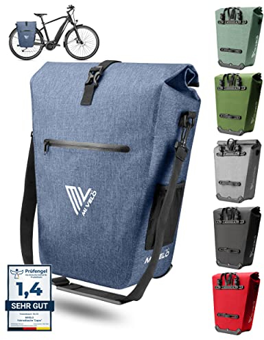 MIVELO 2in1 Fahrradtasche Gepäckträgertasche wasserdicht 100% PVC frei + Laptopfach – Fahrrad Tasche für Gepäckträger 1 STK Jeans-blau