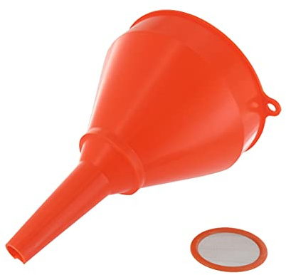 UNIVERSAL - Embudo de plástico con filtro extraíble para bricolaje o mecánico, 145 mm, color rojo