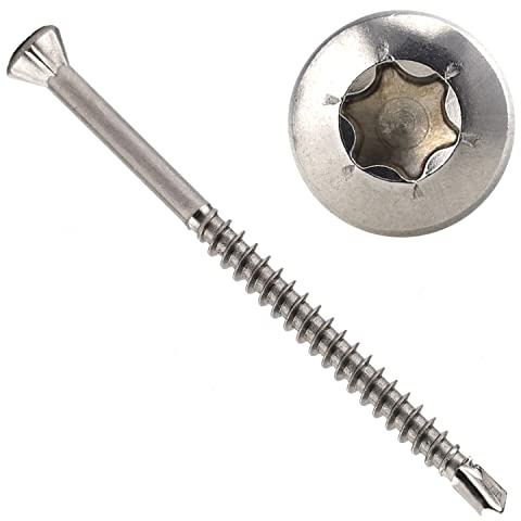 OPIOL QUALITY® Dielenschrauben TORX mit Linsenkopf 3,2x35 mm aus Edelstahl A2 V2A (500 Stück) Innensechsrund Holzschrauben Bohrspitze kleiner Zierkopf