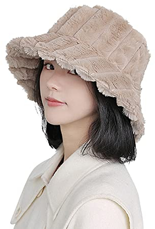 Wintermütze Damen Mädchen Hut Warm Fischerhut Kuschelig Winterhut Klassisch Winter Fellmütze Klappbar Kunstpelz Damenhut Einheitsgröße Flauschig Schlapphut Elegant Glockenhut für Reisen Outdoor