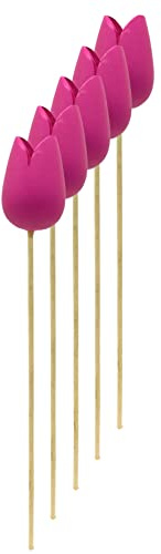 Holz Dekostecker Tulpe 4 x 36cm lila 5 Stück Garten-Deko Blumen-Stecker künstlich Holzblume Tulip