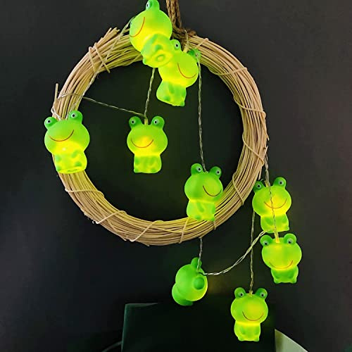 Riaxuebiy 10 LED Frog Fairy Lights 1.65m Length Frog Prince String Lights Warm White Battery Operated Bedroom Children Room Christmas Decor Chain of Lights
