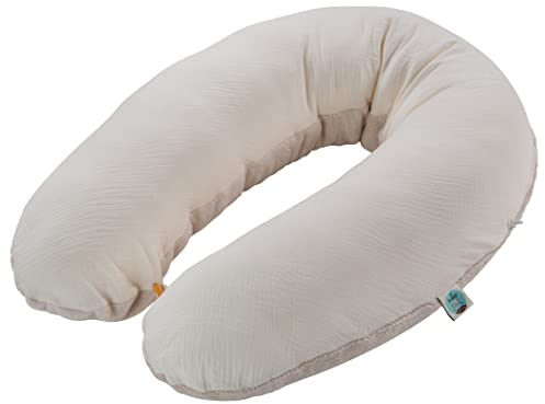 sei Design Funda para cojín de lactancia, 190 x 30 cm, muselina + peluche