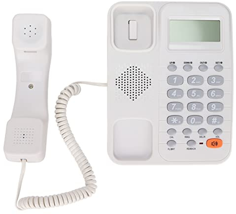 Téléphones Fixes pour la Maison, Téléphone Filaire pour Personnes âgées, Téléphone de Bureau pour Bureau à Domicile, Identification de L'appelant, Semi-Mains Libres, sans (Blanc)