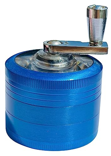 GRINDER AVEC MANIVELLE 4 PARTIES 50 mm de diamètre zinc robuste métal moulin a épices (BLEU)