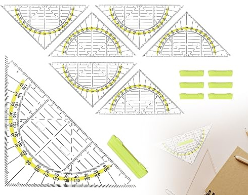 KAPSING 6 Stück Geometrie Dreieck, geodreieck klein aus Kunststoff, Transparent Flexibel Geodreieck, 14cm Geodreieck Set für Studenten Büro Designer Malerei