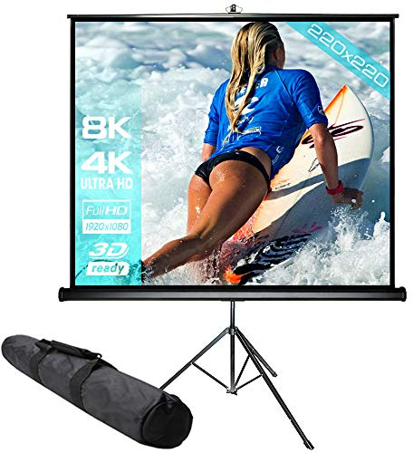 SlenderLine Mobile Stativleinwand 220 x 220 cm inkl. Transporttasche - Beamer Leinwand inkl. Ständer - Formate 1:1/4:3/16:9