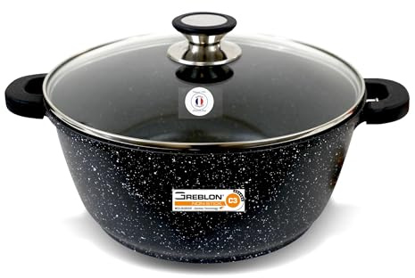 Cflagrant® Faitout Façon Pierre avec Couvercle Tous Feux Dont Induction Sans PFOA Cuisson Sans Matière Grasse Revêtement en Greblon C3 de Technologie Allemande (36CM special Collectivité)