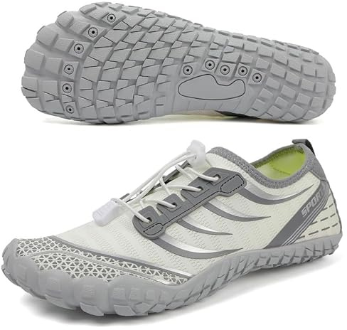 ziitop Barfußschuhe Herren Wasserschuhe Damen Barfußschuhe Damen Wasserschuhe Herren Aquaschuhe Strandschuhe Schnell Trocknen Surfschuhe Schwimmschuhe für Beach Pool Surfen Yoga(Grau Weiße 39EU)