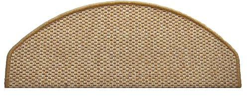 Primaflor Stufenmatte Natura - Sisal, 15er Set, Selbstklebende Teppenmatte Halbrund, Rutschhemmender Treppenschutz für Innen in Sisal-Optik