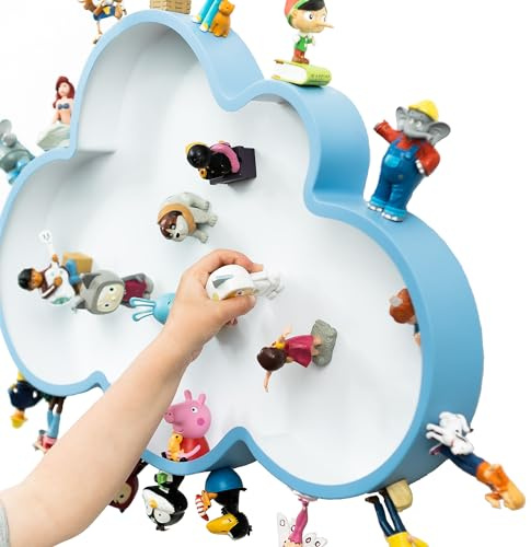 LeSoPhi I Wandregal für bis zu 100 Tonie Figuren I Wolkenform I 100% magnetisch I Ideal geeignet für Tonie Figuren der Toniebox I Regal fürs Kinderzimmer I Tonieboxregal für Mädchen und Jungen (Blau)