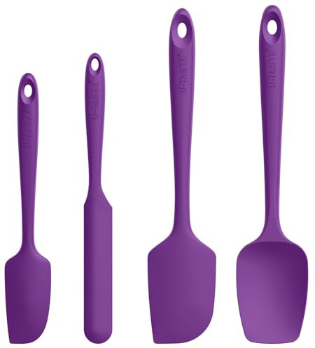 Spatule Silicone Lot de 4: U-Taste Cuisine Maryse Pâtisserie Résistante à la Chaleur 250℃, Ustensiles à Marise Patissier Alimentaire Antiadhésive Flexible sans BPA pour la Cuisson (Violet)