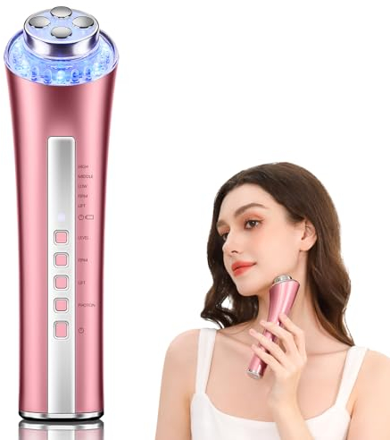 CARER SPARK Dispositivo de Radiofrecuencia Facial Masajeador Facial Contra las Arrugas y 3 Terapias de Luz LED para Reducir las Líneas Finas Anti-Envejecimiento y Reafirmar la Piel