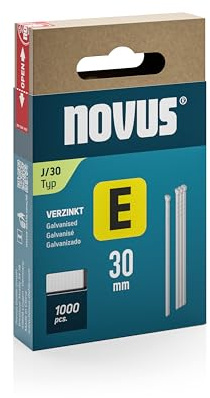 Novus 044-0092 - Chiodi E tipo J, 30 mm (1000 pezzi, materiale: filo di acciaio zincato, confezione di cartone con FS scorrevoli
