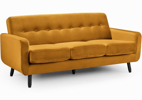 WeDoSofas OSLO 3 Seater Sofa – (Mustard) – Sumptuous Velvet Upholstered 3 Seater for Stylish Living Rooms & Bedrooms – - Modern Sofa Design