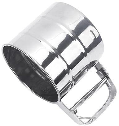 FUNOMOCYA Stainless Steel Flour Sifter Cup Handheld Portable Powder Sieve for Baking Small Size Hand Pressed Cake Cooking Tool