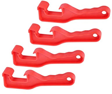 COLLBATH Abridor De De Plástico Rojo, Llave Para Abrir Tapas De Barriles, Juego De 4 Piezas, Resistente y Ligero Para Uso Doméstico