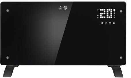 Utaxuper Glaskonvektor Konvektor Heizung mit LED Touchscreen Fernbedienung Elektroheizung Stand- oder Wandheizung Heizkörper 1000/2000W für Innenheizung EU